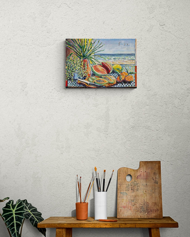Still Life with Fruit and a Sea View