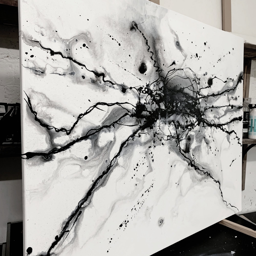  Large Black and white Nebula Abstract 1