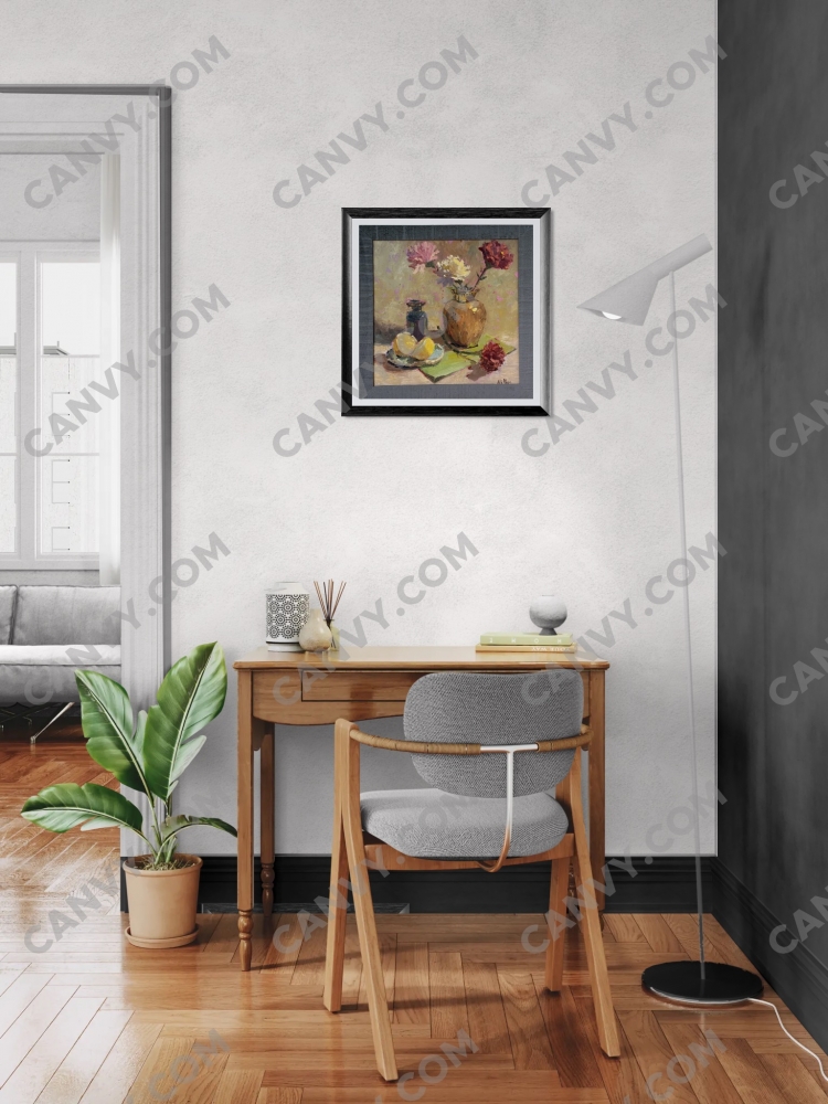 Copper Vase and Lemons - Original oil painting 