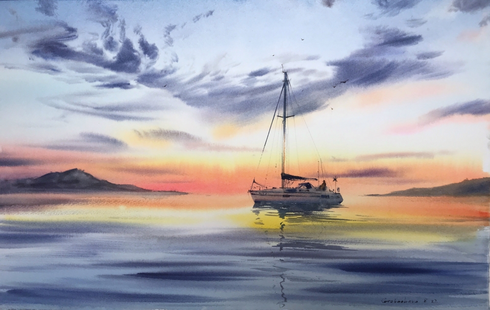 Yachts at sunset #7