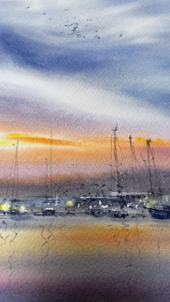 Evening harbor in Valencia