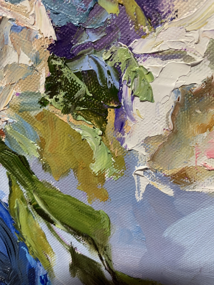 Summer Bouquet in Cobalt Vase