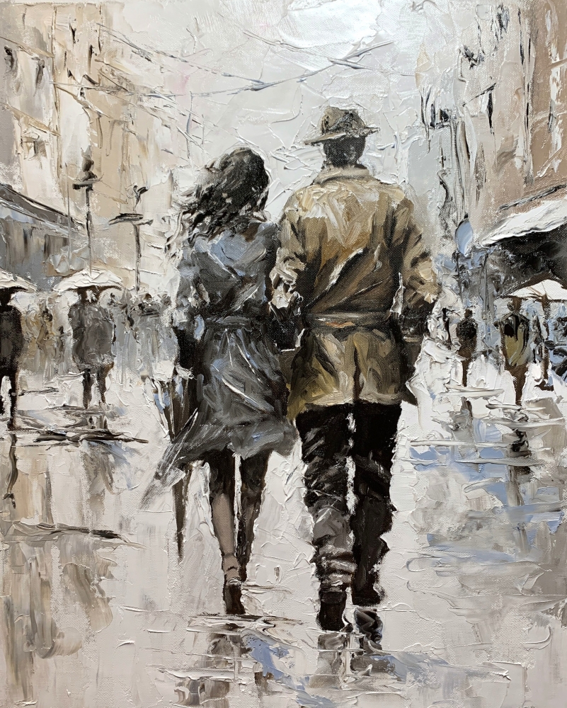 Love couple, shared path.