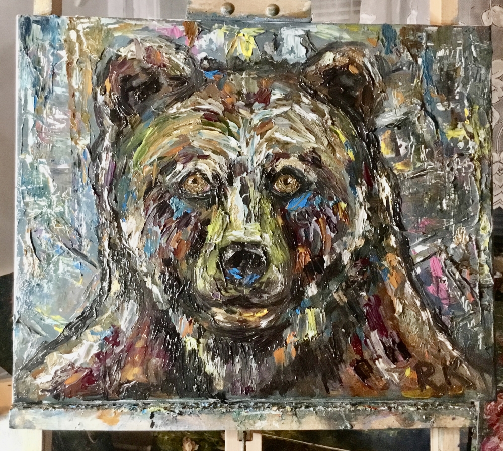 Spirit of the Wild – Expressive Bear Portrait in Impasto Oil