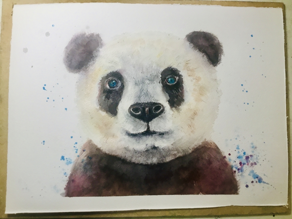 Gentle Eyes of the Panda – Original Watercolor Portrait
