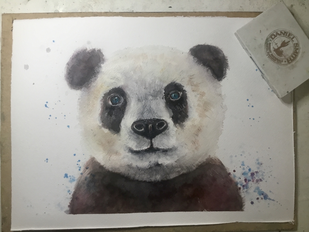 Gentle Eyes of the Panda – Original Watercolor Portrait
