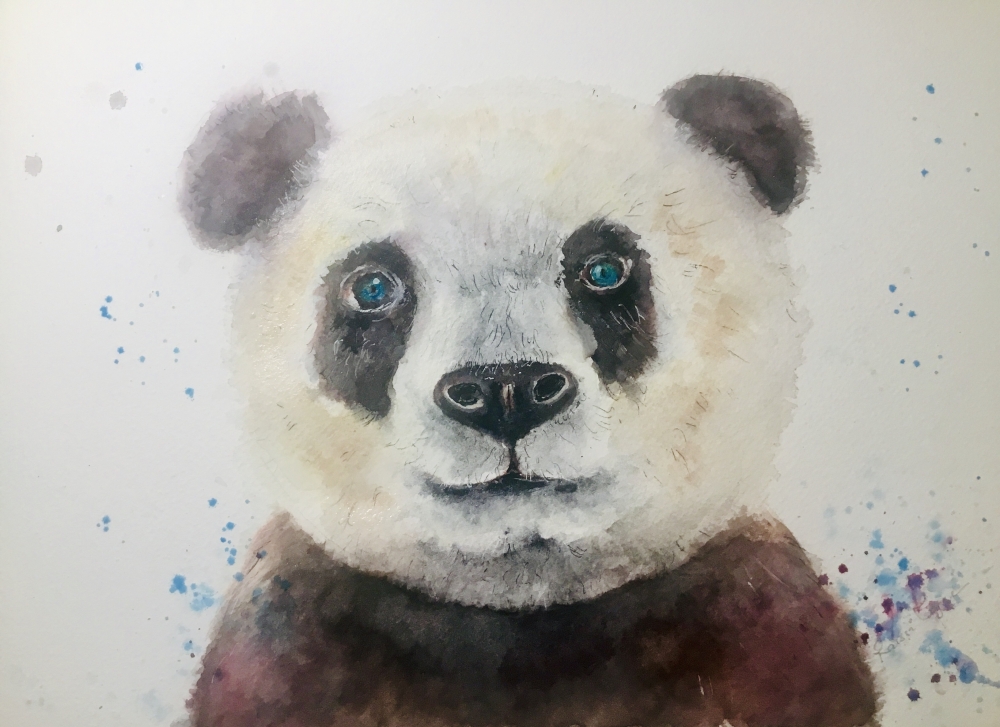Gentle Eyes of the Panda – Original Watercolor Portrait