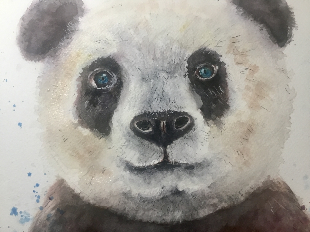 Gentle Eyes of the Panda – Original Watercolor Portrait