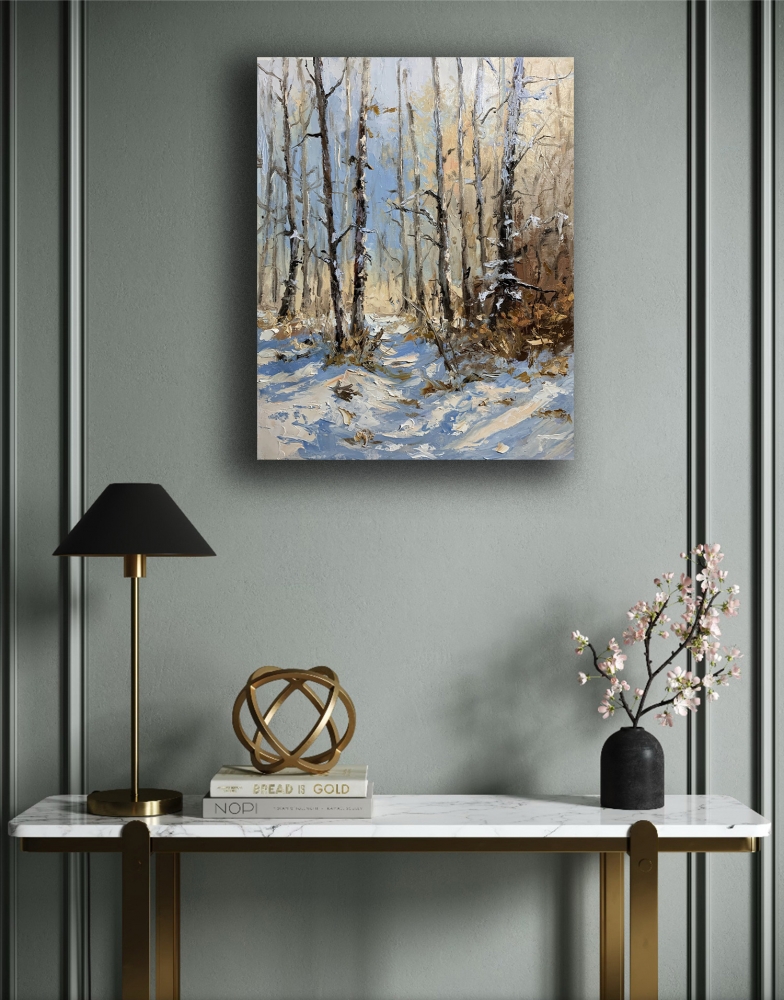 Winter light in the birchwoods.