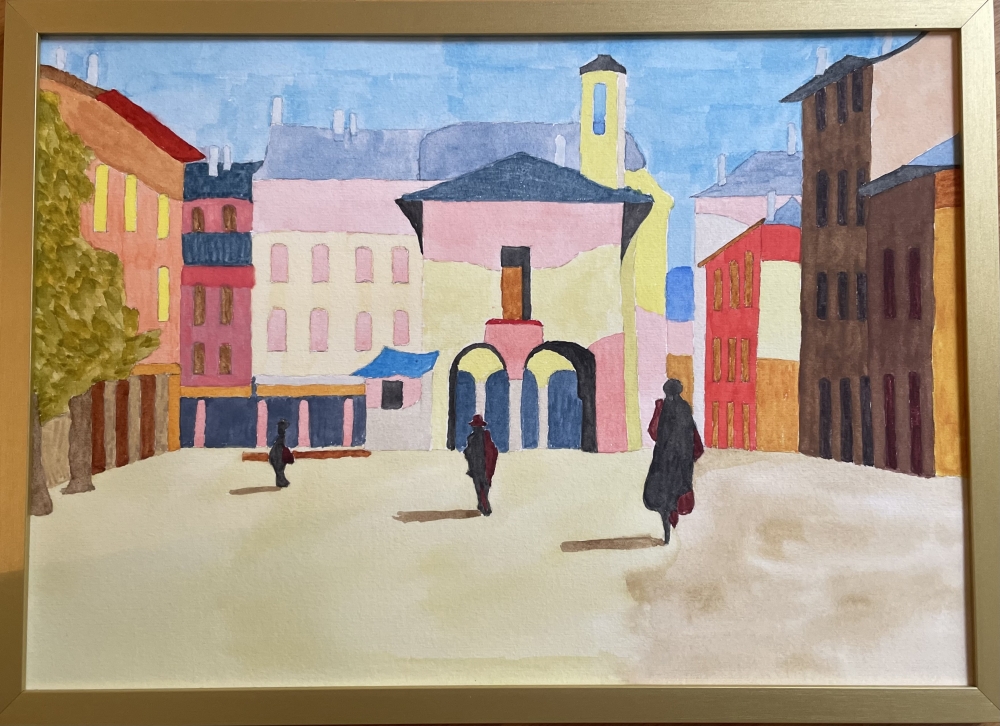 Silhouettes Walking in the Old Town Square