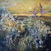 Seagulls, Sunset and Waves