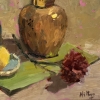 Copper Vase and Lemons - Original oil painting 