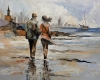 Coastal walk. Love couple.