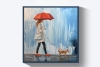 Woman walking with a dog.