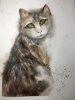 Emerald Gaze” – Original Watercolor Cat Portrait on A4 Paper