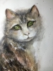 Emerald Gaze” – Original Watercolor Cat Portrait on A4 Paper