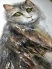 Emerald Gaze” – Original Watercolor Cat Portrait on A4 Paper