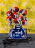  Red Blooms in Blue Vase