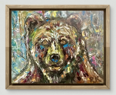 Spirit of the Wild – Expressive Bear Portrait in Impasto Oil