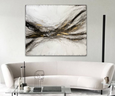 XL Large Ethereal Gold Abstract
