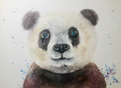Gentle Eyes of the Panda – Original Watercolor Portrait