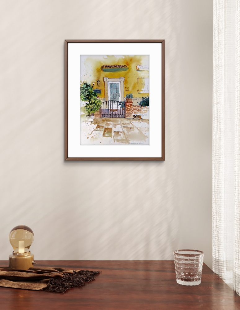 Spanish Courtyard with Cat