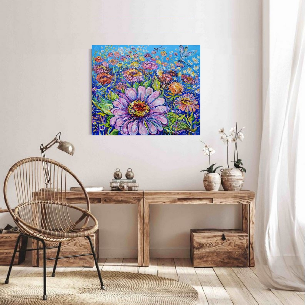 Dragonflies and Dahlia Garden