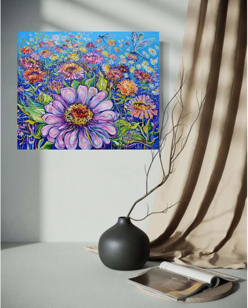 Dragonflies and Dahlia Garden