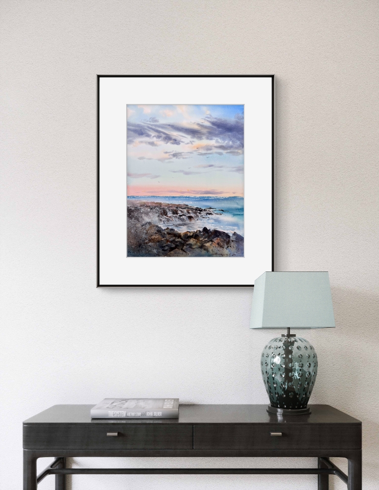 Gentle sunset on the sea