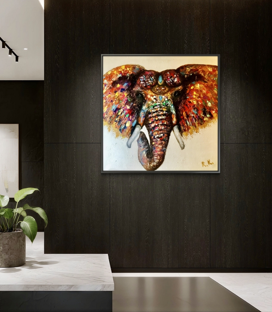 Bright Guardian – Textured Oil Elephant Painting