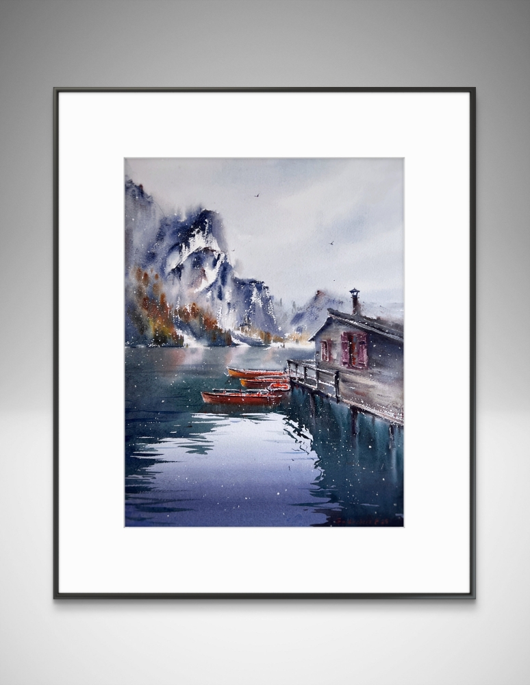 Boats on Lake Braies, Italy