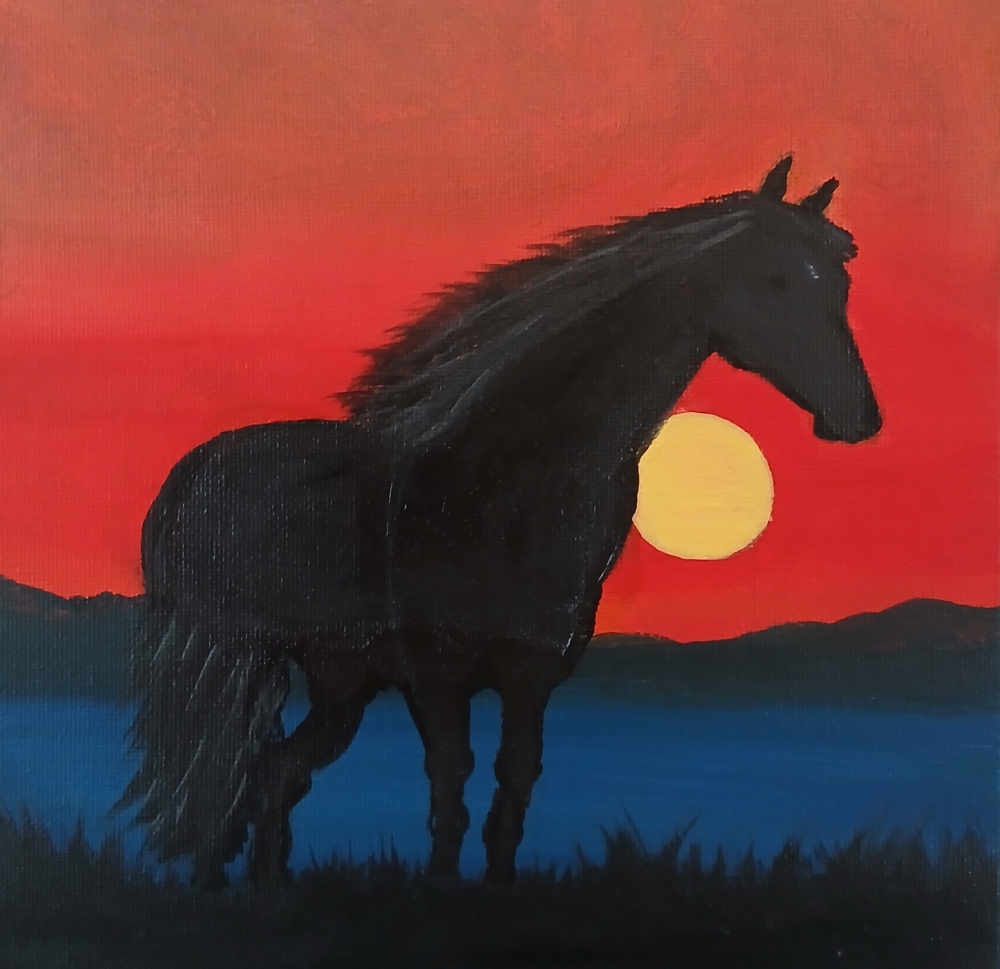 Horse at sunset