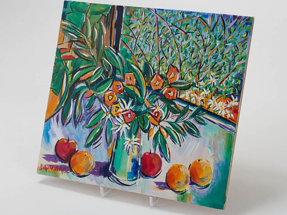 Still Life with Summer Flowers, Apples and Oranges