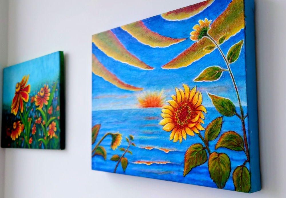 Sunflowers at sunset 