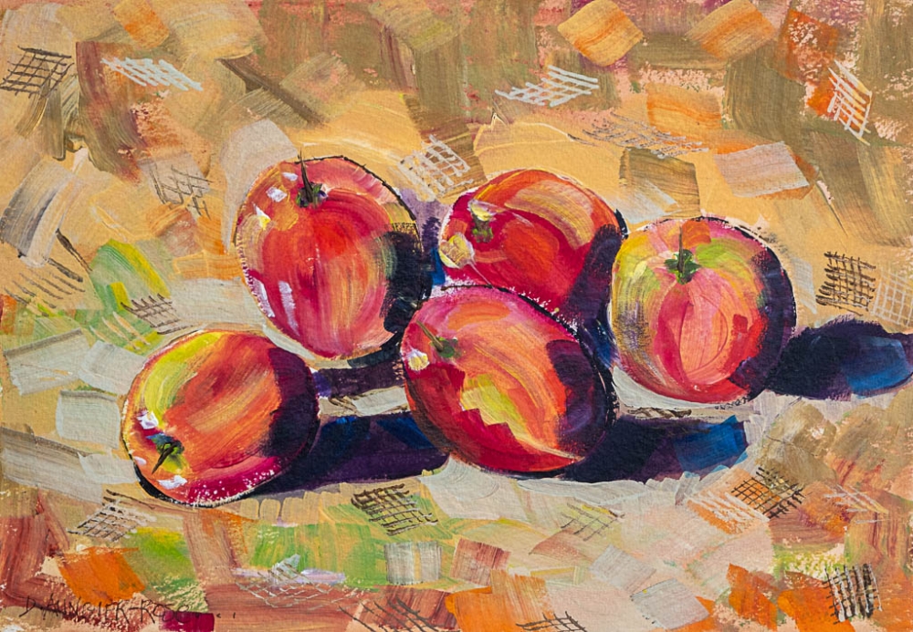Still Life With Five Red Apples