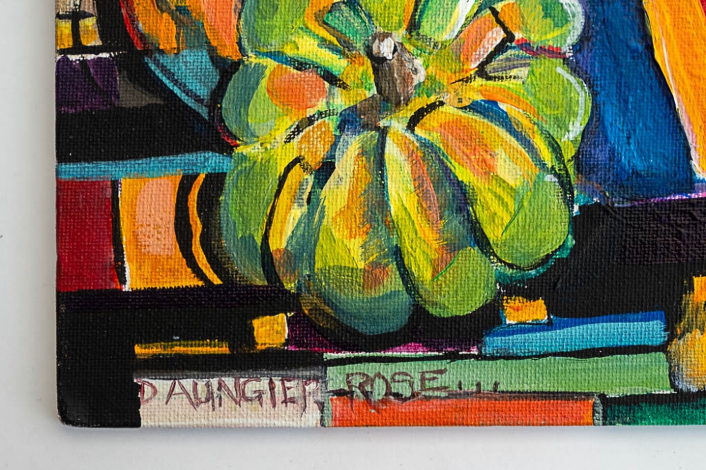 Autumn still life with Gypsophila and Decorative Gourds