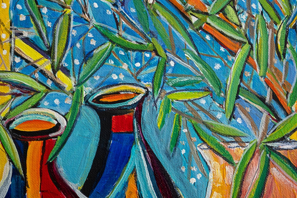 Autumn still life with Gypsophila and Decorative Gourds