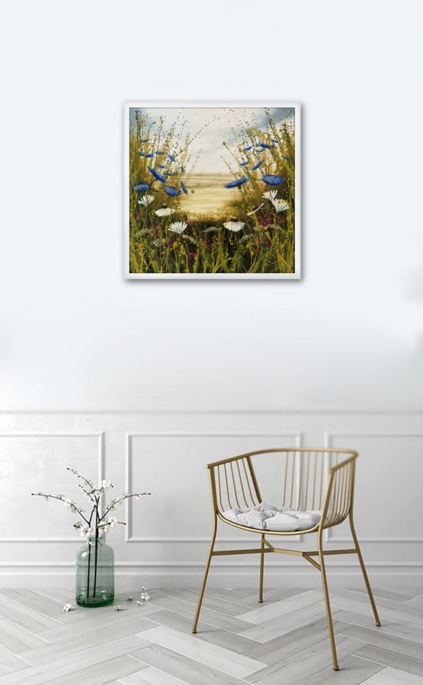 Blue Cornflowers and Daisy landscape 1