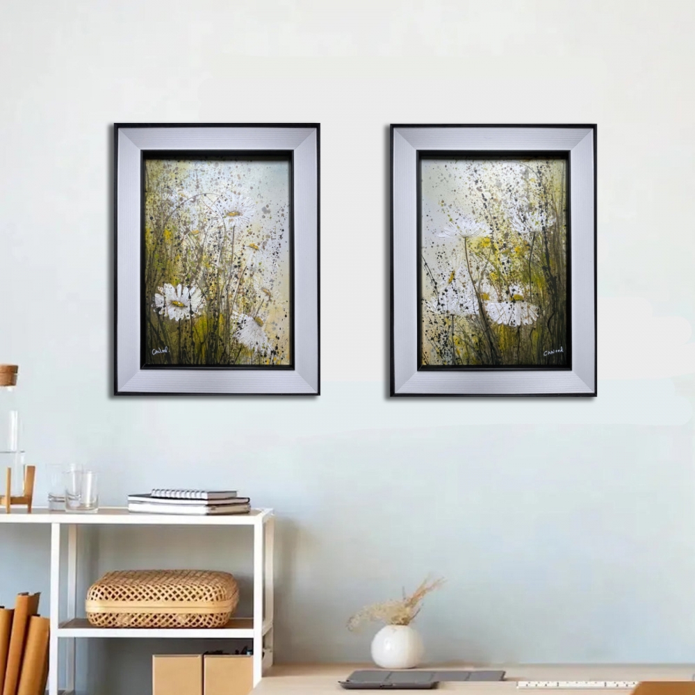 Daisy Daisy Flowers Pair Landscape Framed