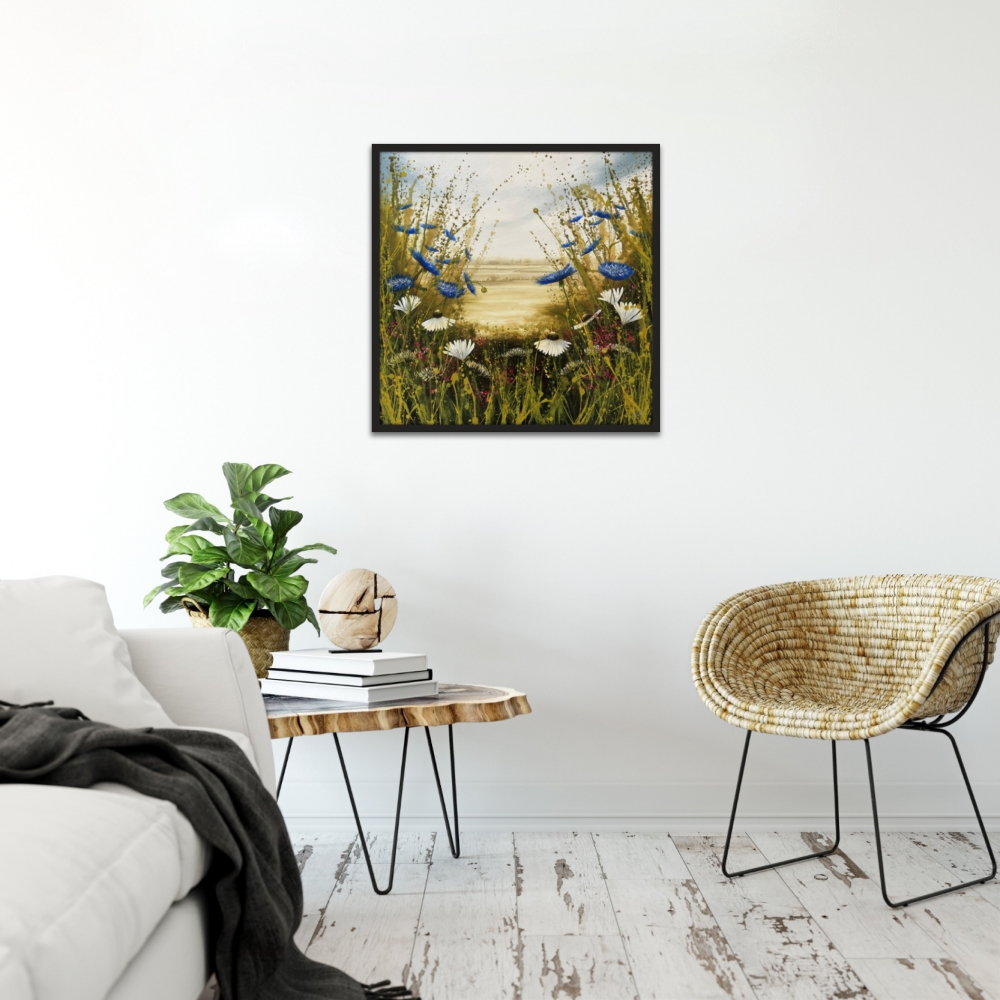 Blue Cornflowers and Daisy landscape 1