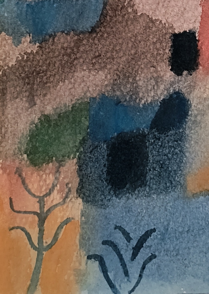 Landscape with green sky