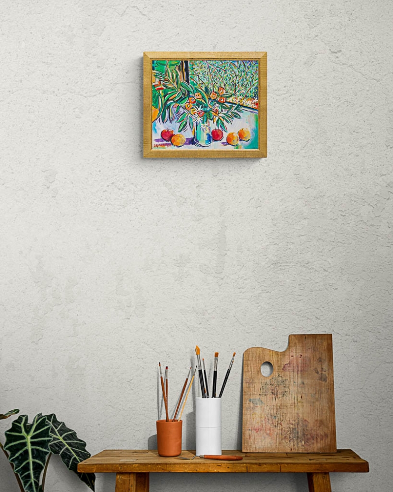 Still Life with Summer Flowers, Apples and Oranges