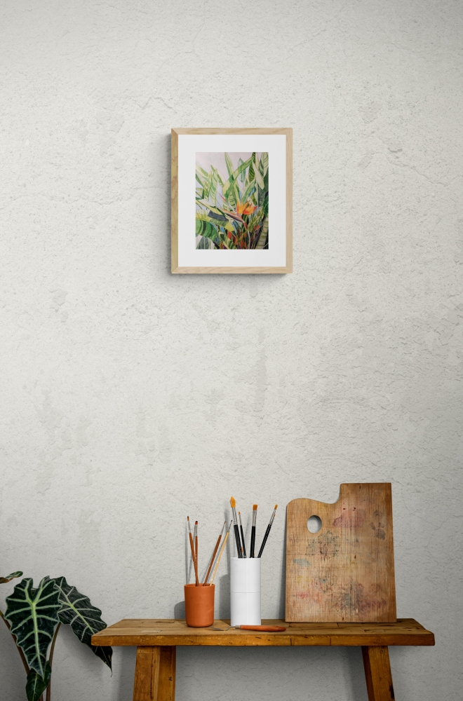 Bird of Paradise flower in watercolour 