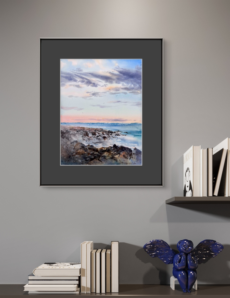 Gentle sunset on the sea