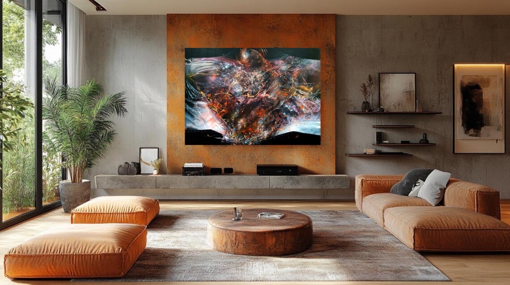 XXL painting 200 cm Cosmic Angel with Ember and Light