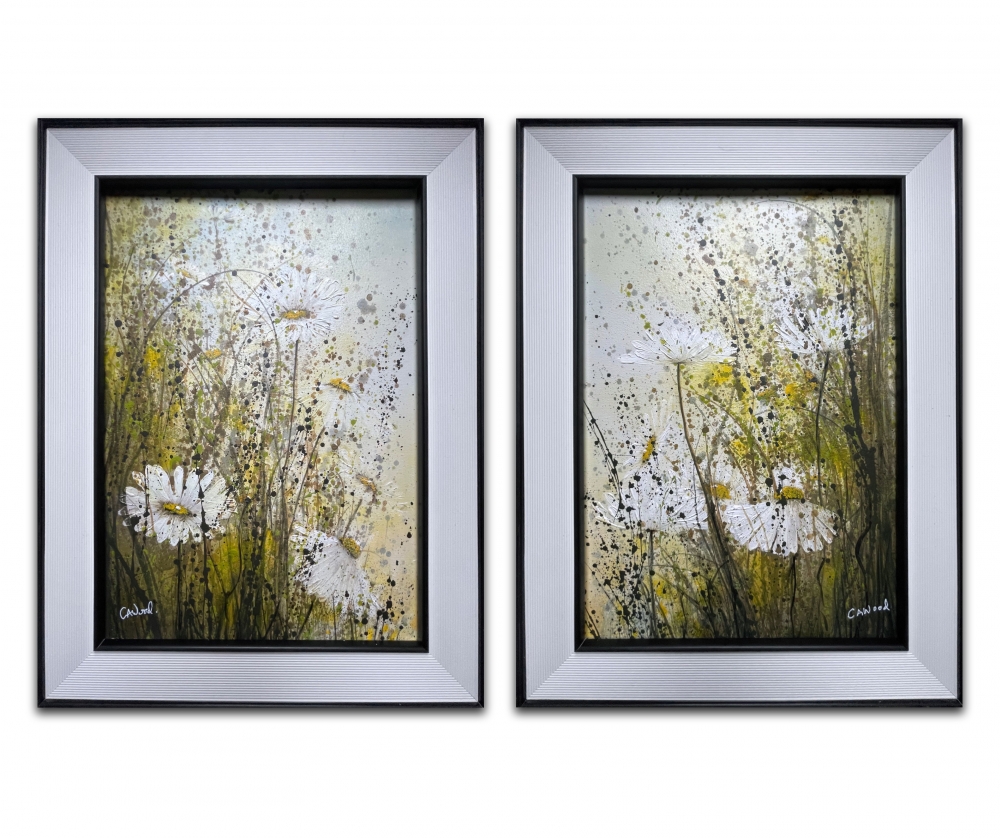 Daisy Flowers 2 floral landscape framed