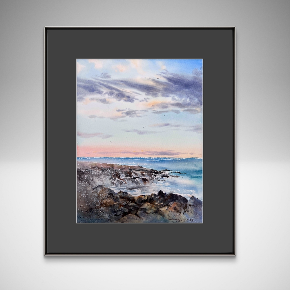 Gentle sunset on the sea