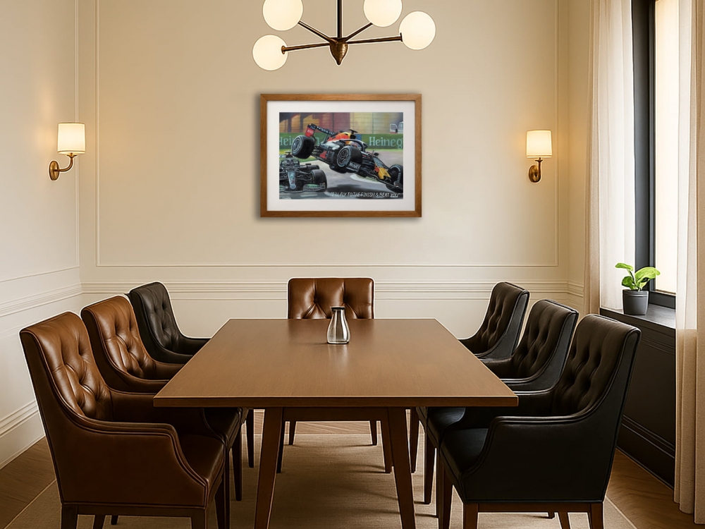 Hamilton & Verstappen F1 Crash - Ltd Edition Framed Giclee Print 53cmx43cm | COA