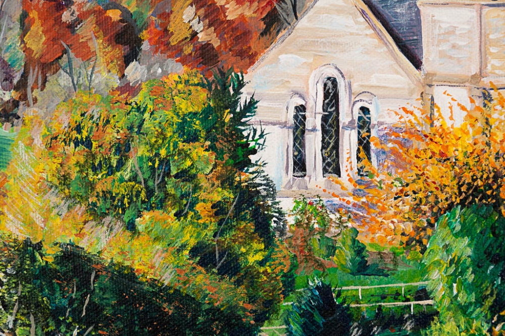 Frampton Mansell Church in Autumn