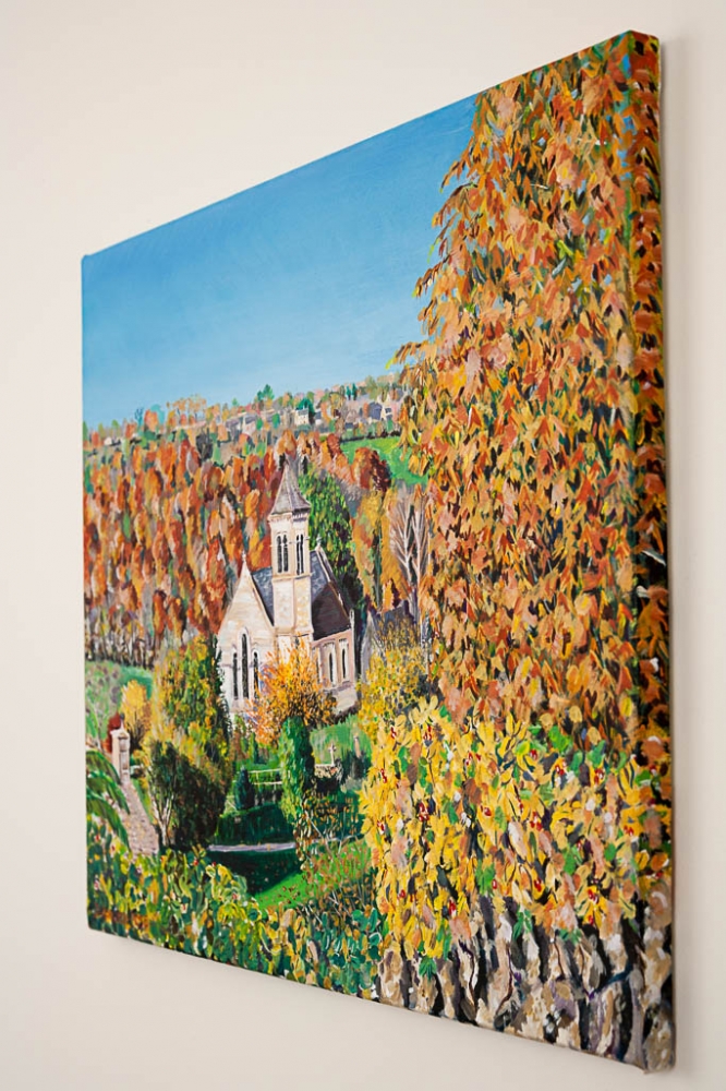 Frampton Mansell Church in Autumn